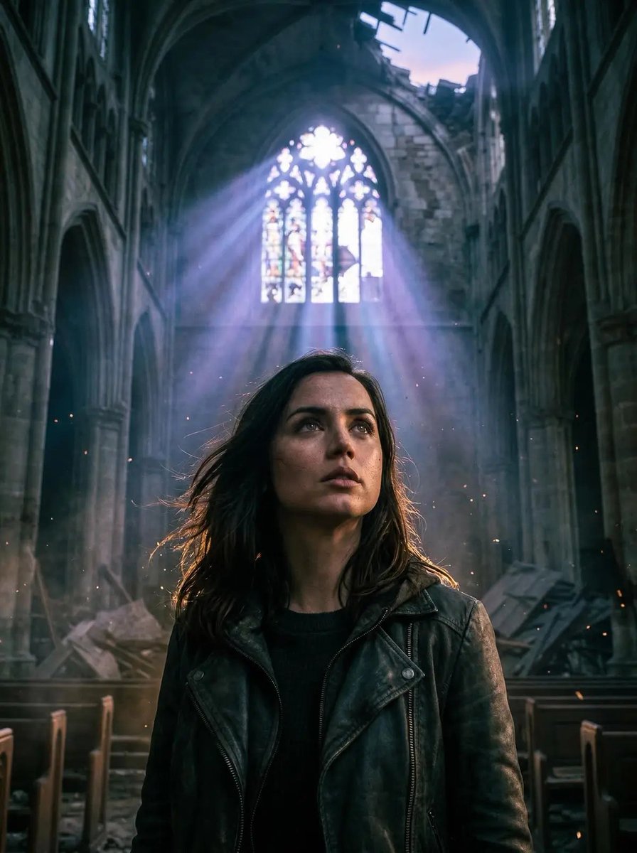 Comic / Storyboard - Cinematic Portrait in Ruined Gothic Cathedral — output 1