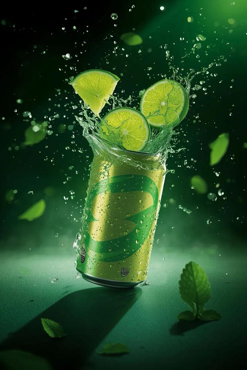 Hyper-Realistic Commercial Product Shot of Exploding Lime Soda Can — output 1