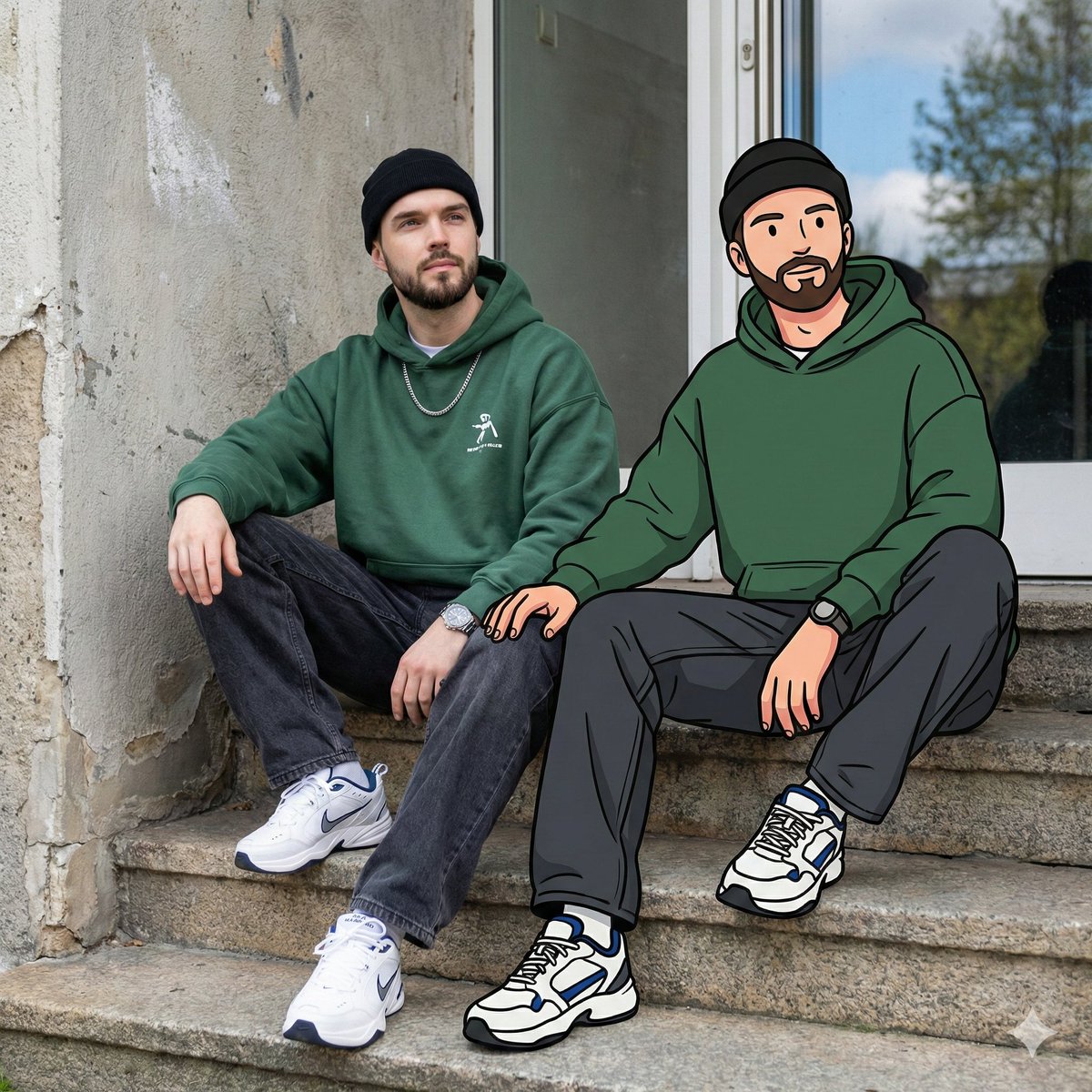 Mixed Reality Street Portrait with Cartoon Twin — output 1