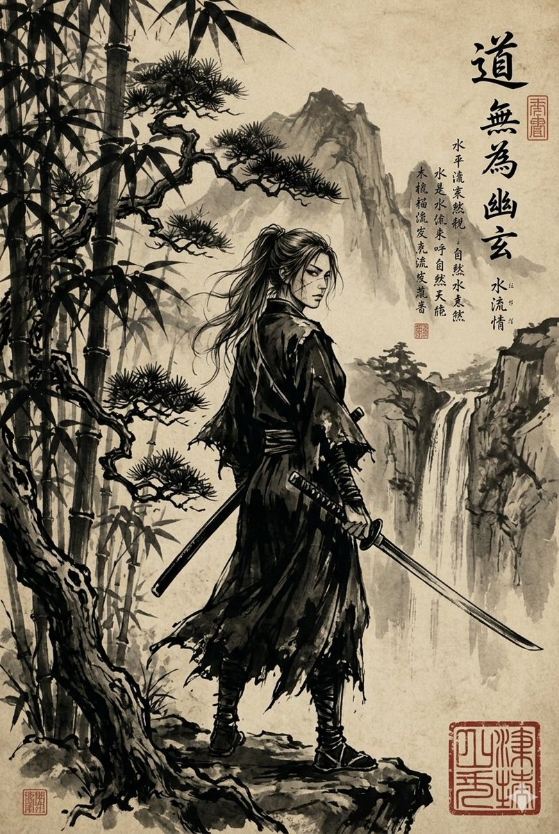 Comic / Storyboard - Ink-Wash Samurai Landscape — output 1