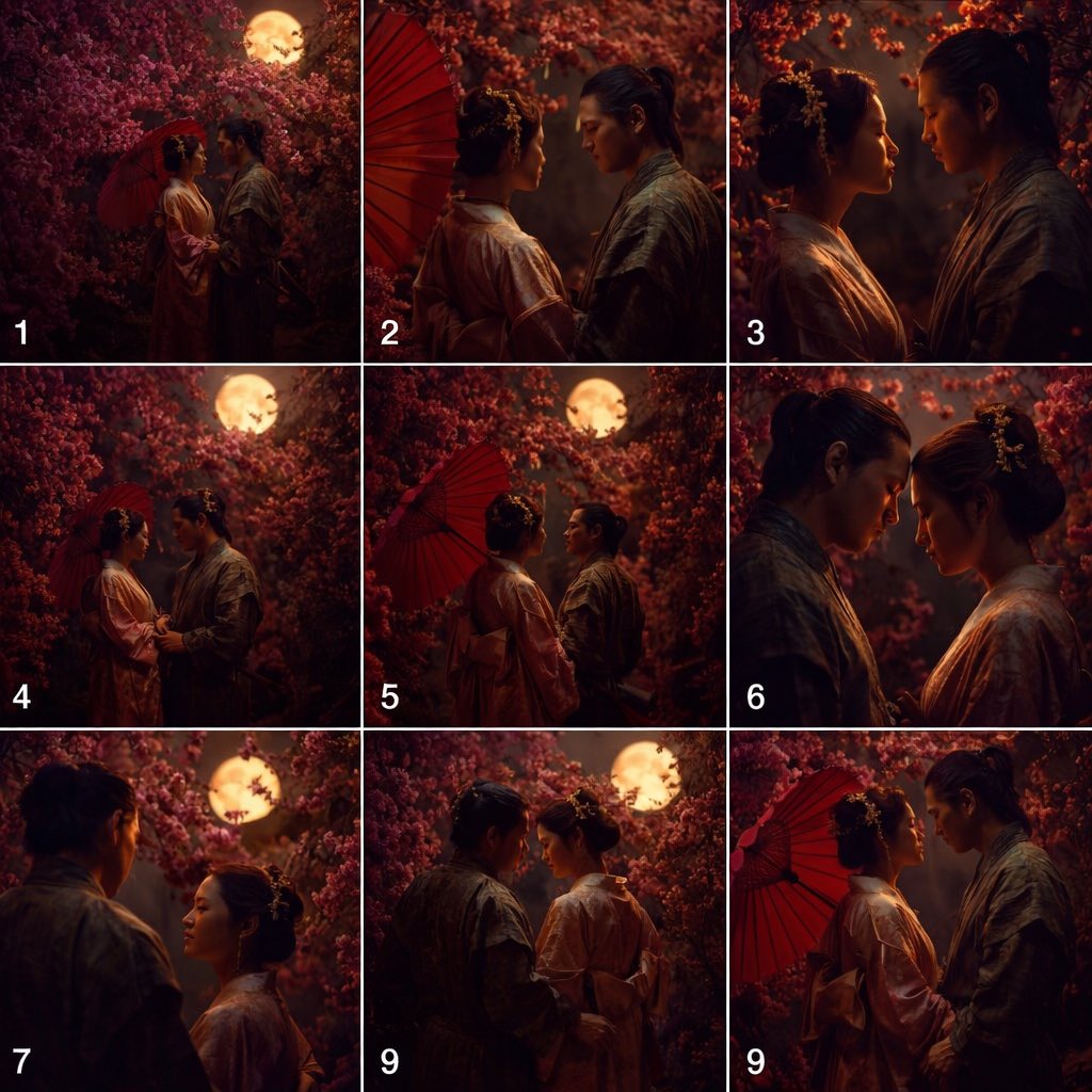 3x3 Grid Scene Generation with Numbering — output 1