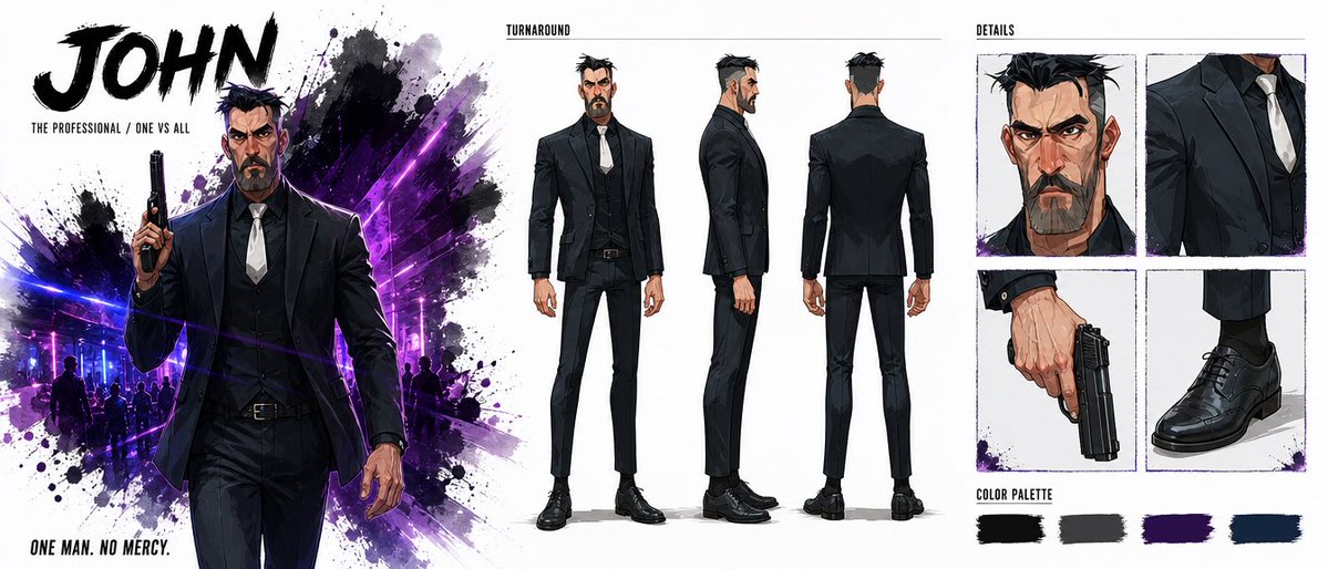 Comic / Storyboard - Noir Assassin Character Sheet — output 1