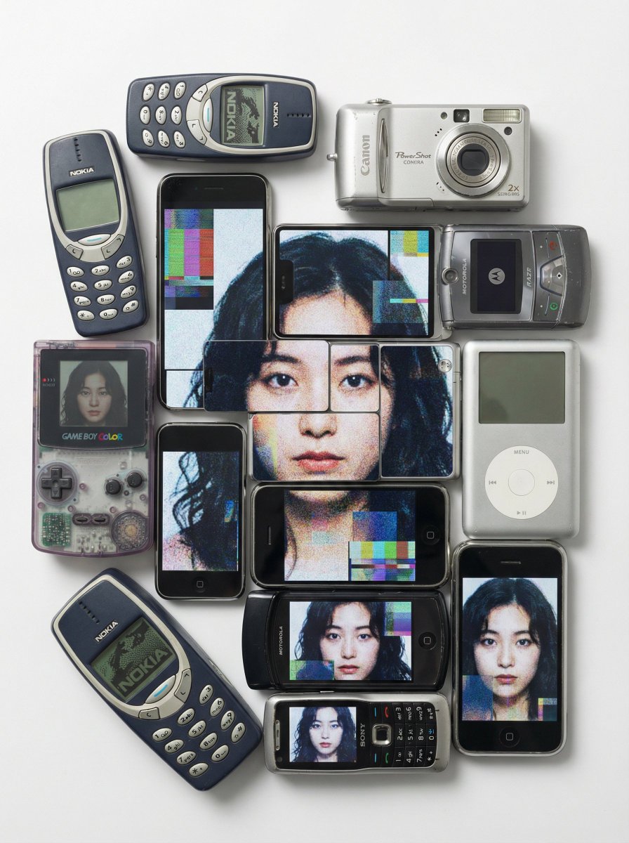Y2K Tech Collage Portrait — output 1
