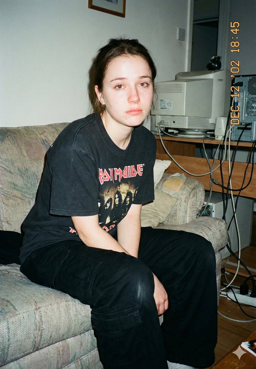Lo-Fi Candid Portrait with Direct Flash (Early 2000s Aesthetic) — output 1