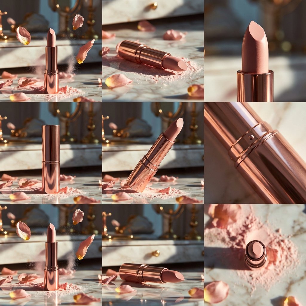 E-commerce Main Image - Macro product photography of rose-gold lipstick — output 1