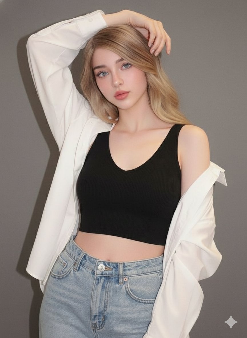 Ultra-realistic studio portrait of a young woman — output 1