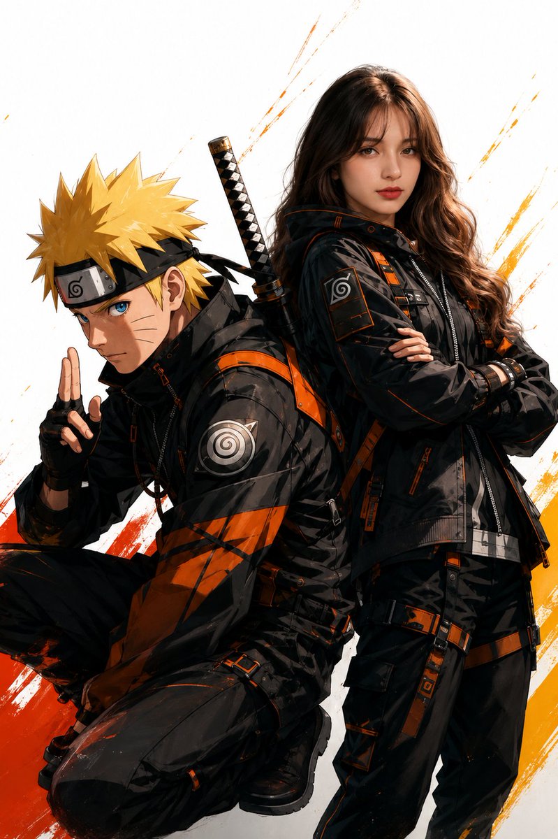 Game Asset - Anime Realistic Ninja Duo Portrait — output 1