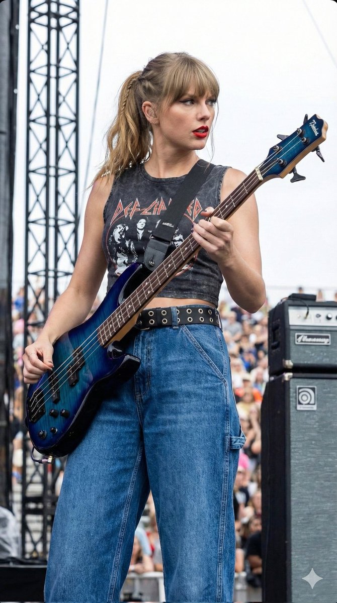 YouTube Thumbnail - Ultra-Realistic Portrait of Female Bass Guitarist Performing Live — output 1