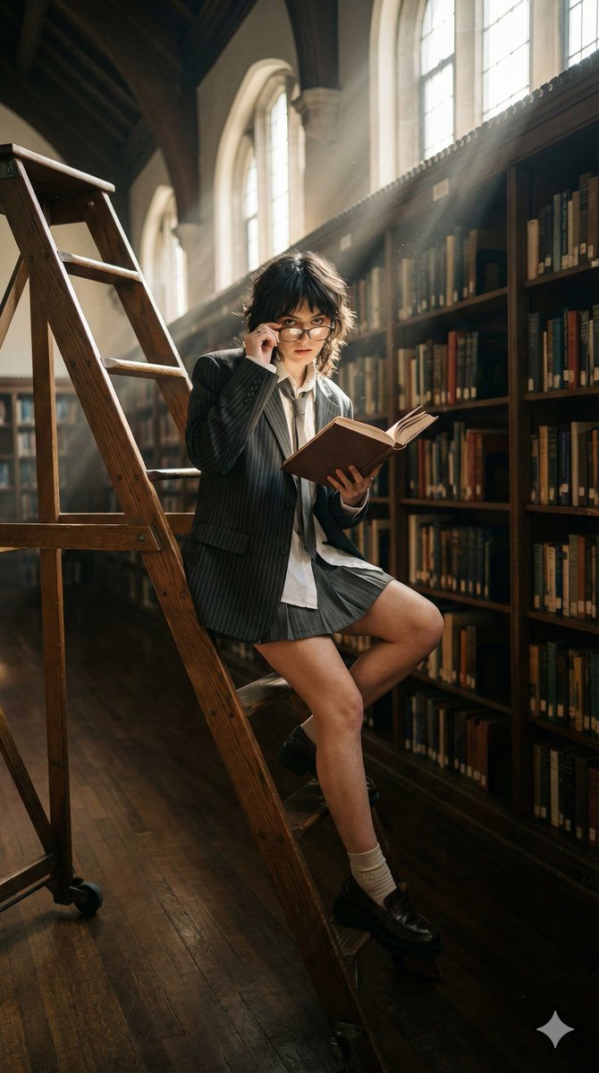 Dark Academia Library Editorial Film Still — output 1