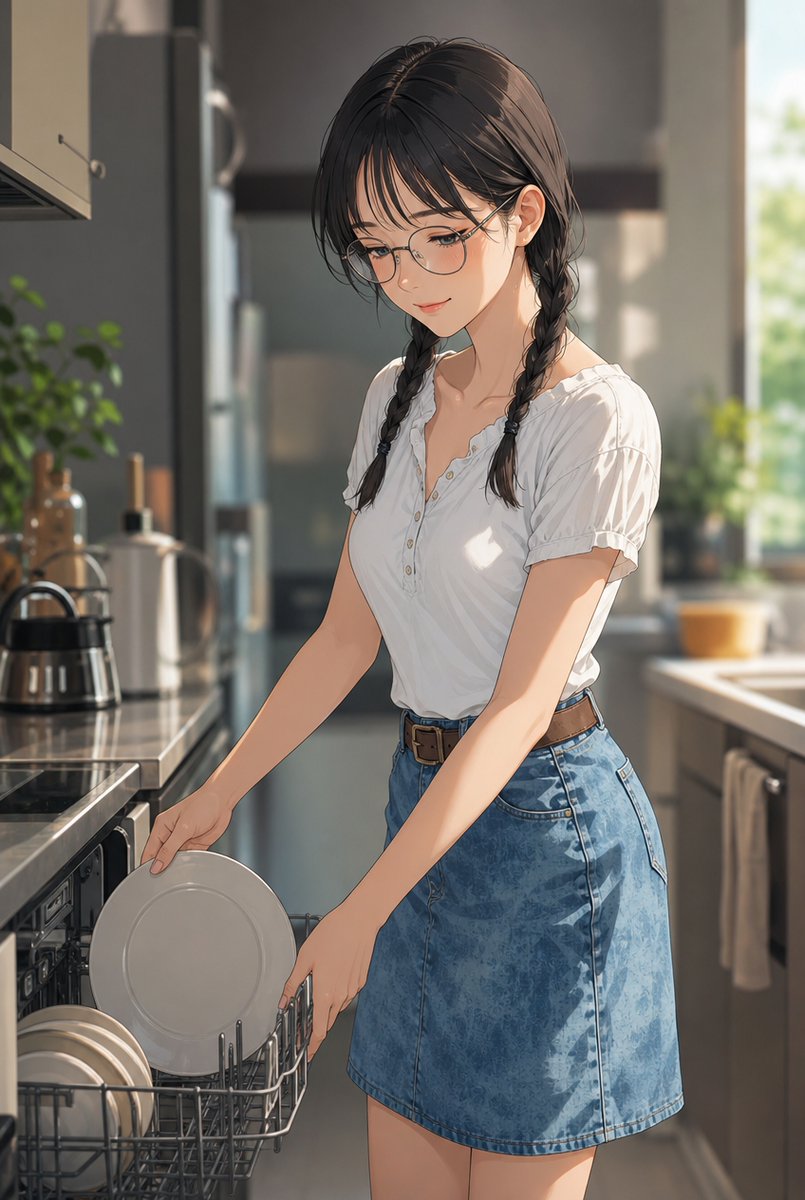Comic / Storyboard - Anime Woman Loading Dishwasher — output 1