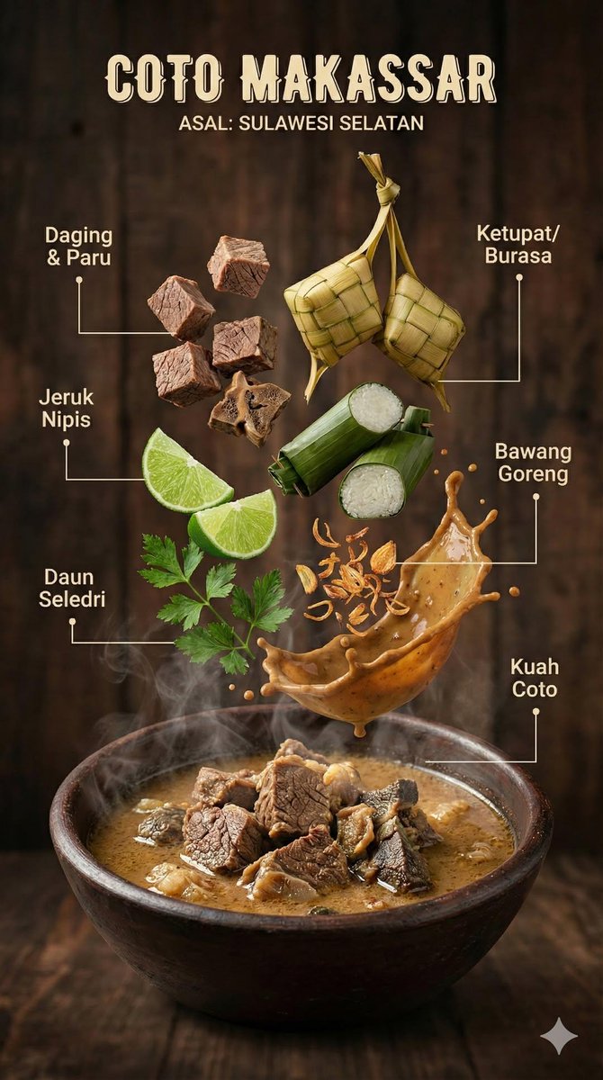 Infographic / Edu Visual - Hyper-realistic Indonesian Food Infographic Prompt — output 1