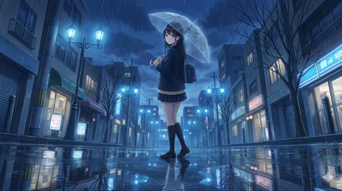 4K Anime Illustration of Girl in Rain — output 1