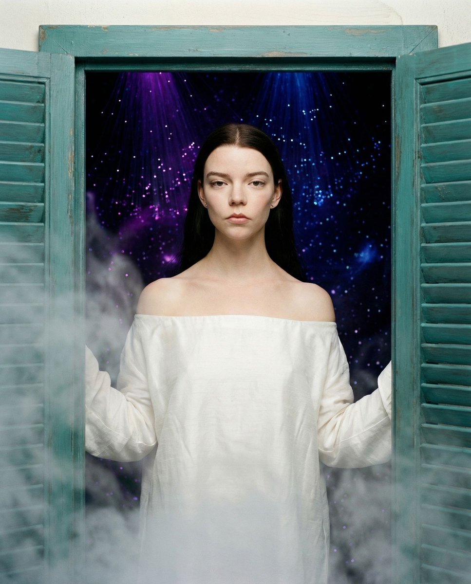 Product Marketing - Anya Taylor Joy Cosmic Threshold Prompt — output 1