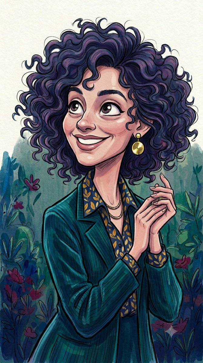 Profile / Avatar - Curly Haired Watercolor Caricature — output 1