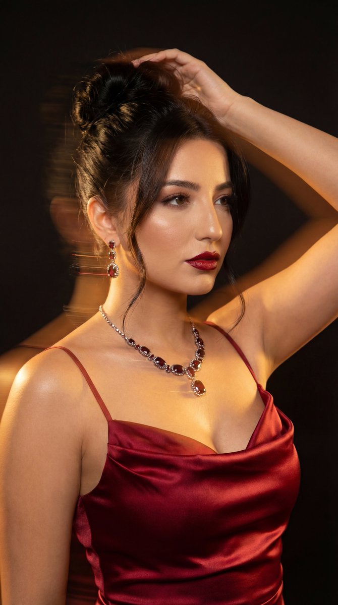 Vogue-Style Cinematic Portrait in Red Satin (Duplicate) — output 1