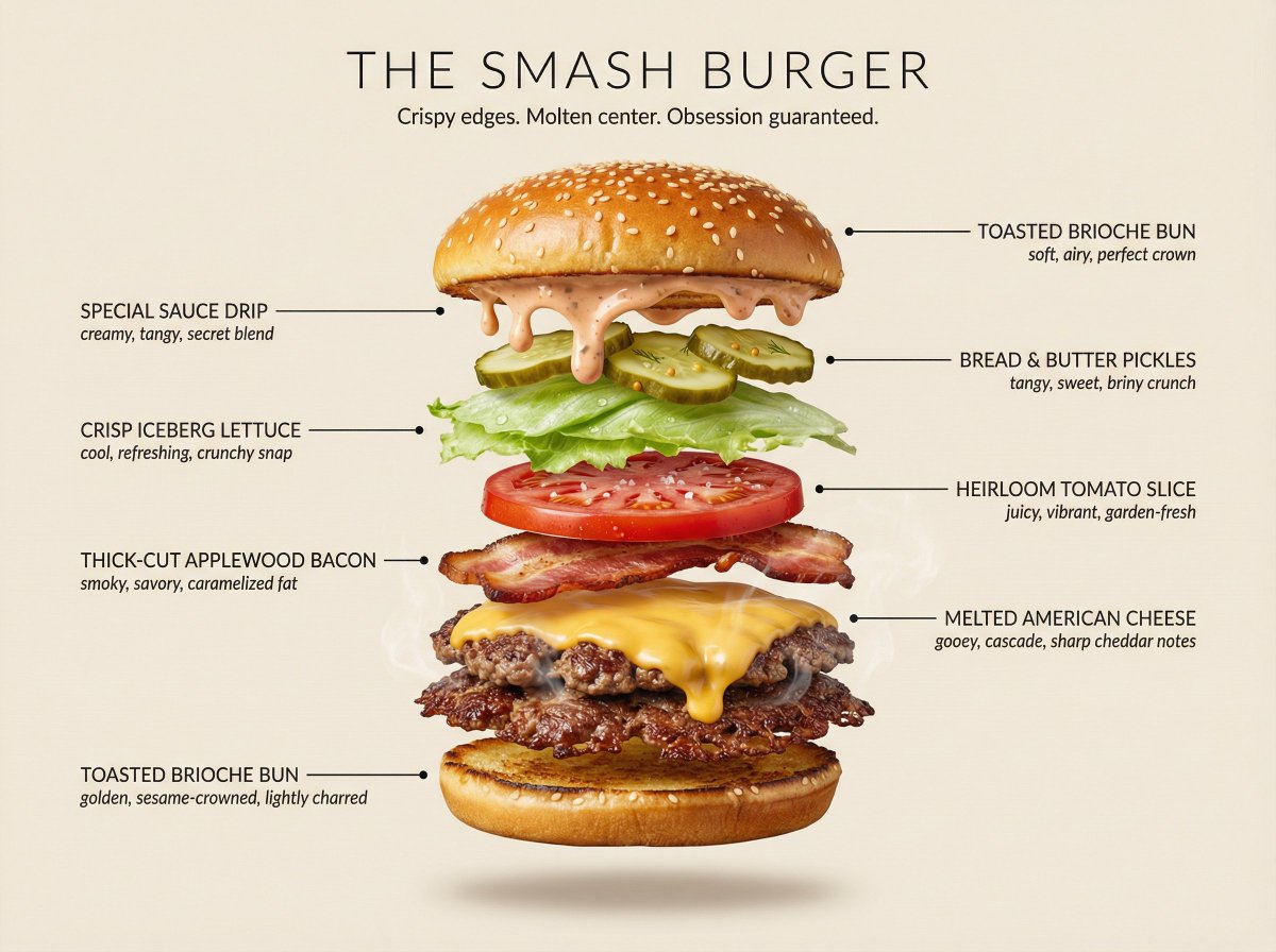 Infographic / Edu Visual - Hyperrealistic Exploded Ingredient Stack Diagram — output 1