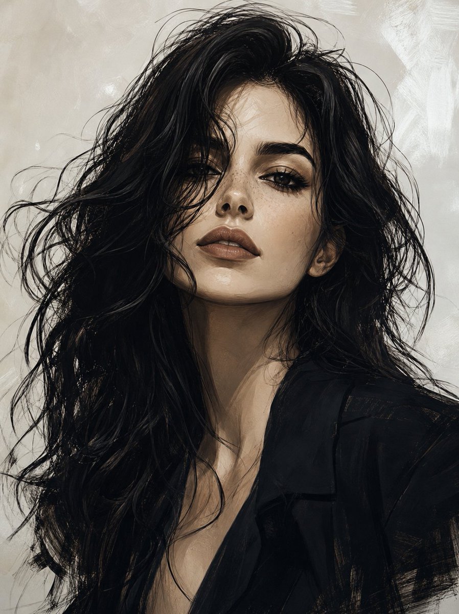 Profile / Avatar - Messy Black Hair Portrait — output 1