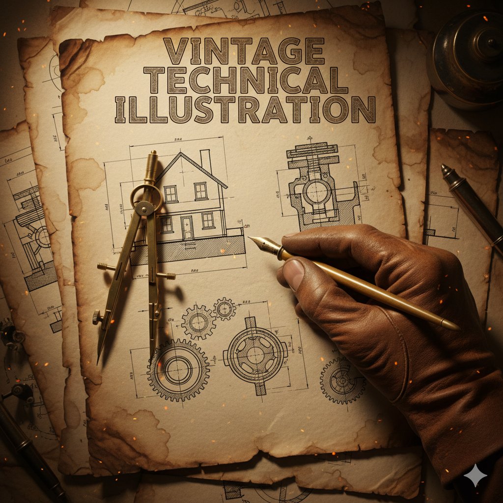 Infographic / Edu Visual - Vintage Technical Illustration Macro Shot — output 1