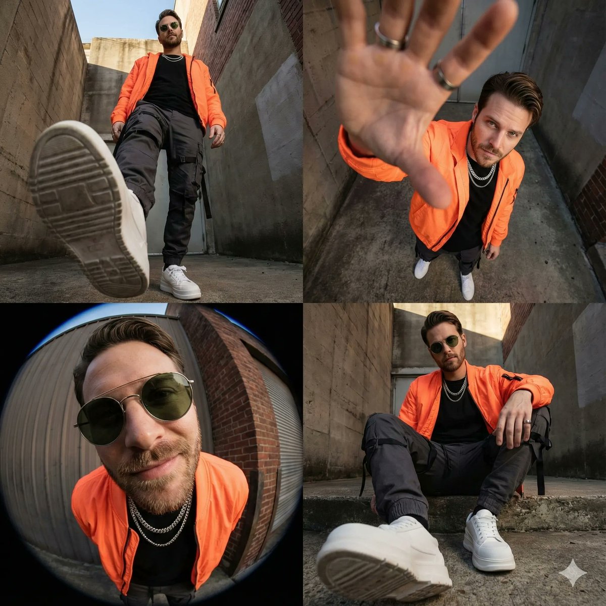 High-Fashion Streetwear Editorial Grid Collage — output 1