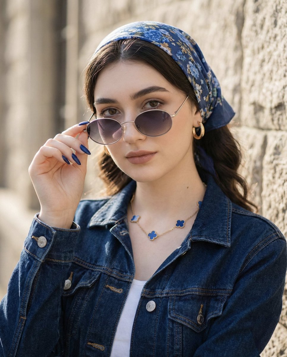 Tight Medium Close-up Portrait with Vintage Accessories — output 1