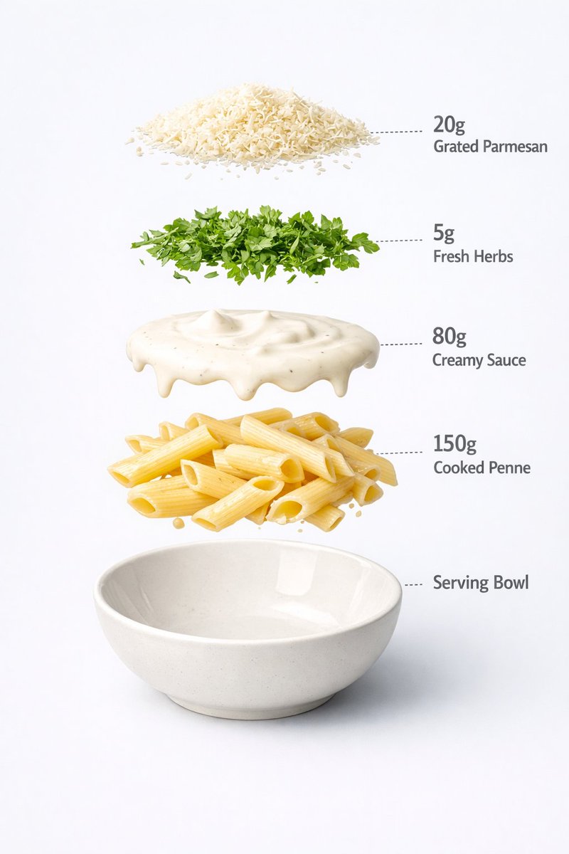Infographic / Edu Visual - Motion and Image Prompt for Ultra-Realistic Food Photography of Pasta — output 1