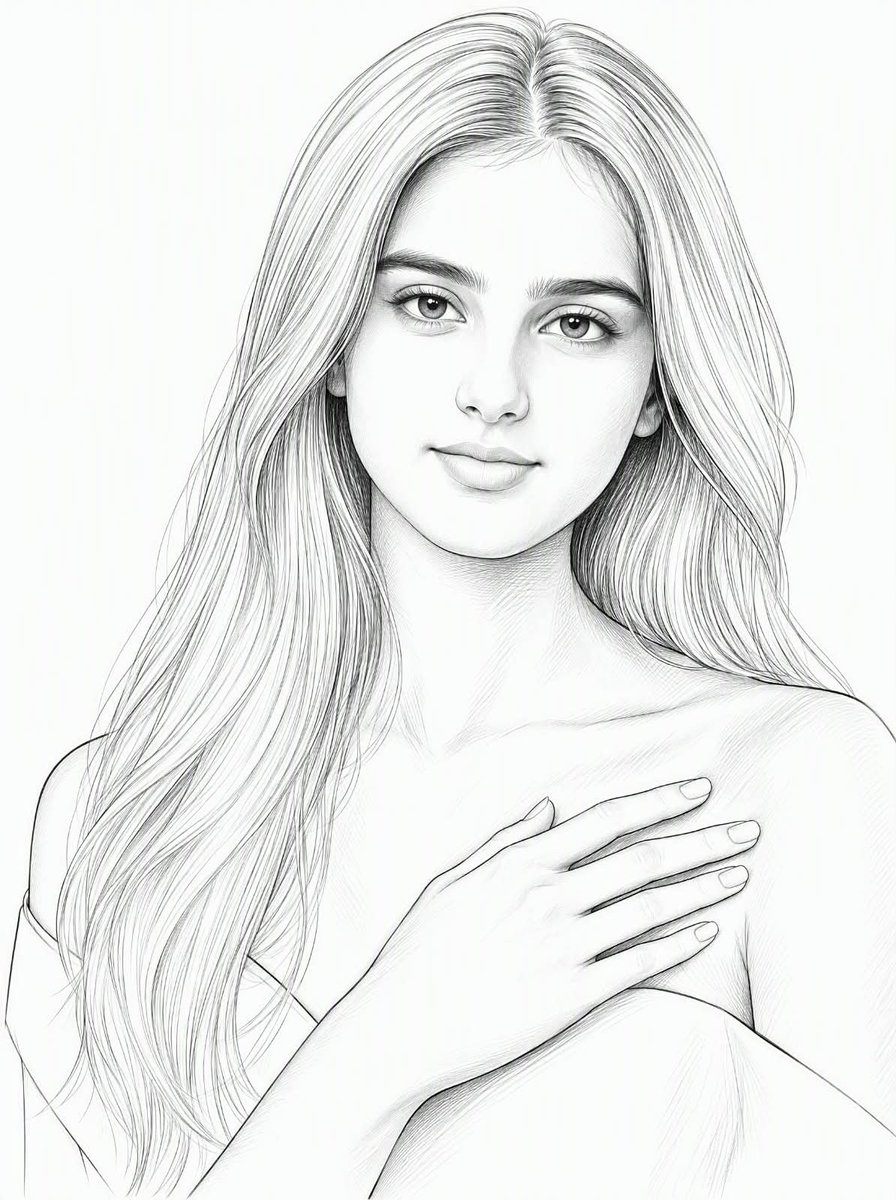 Profile / Avatar - Elegant Pencil Portrait of Young Woman — output 1