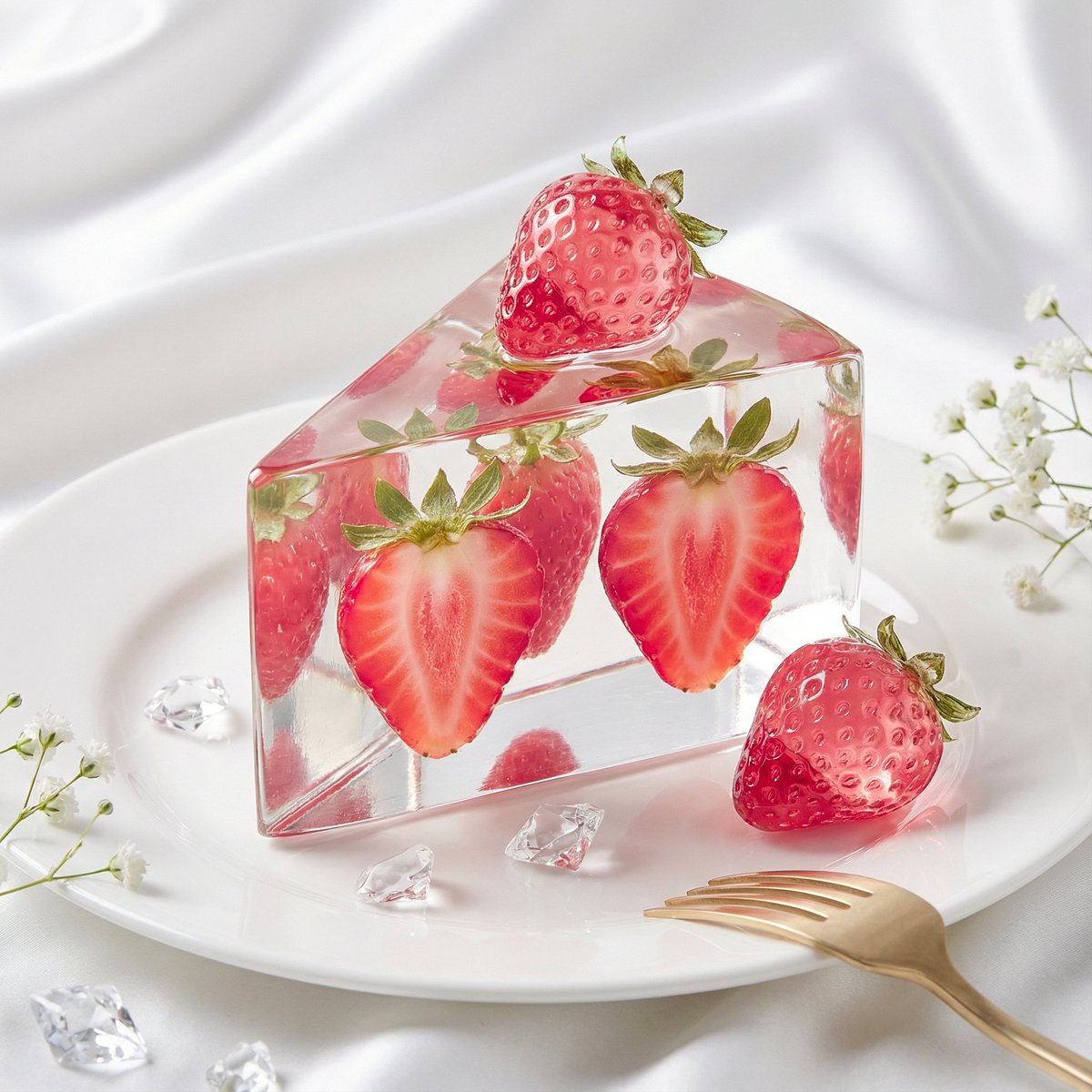Glass Dessert Art Still Life Prompt (Fruit Crystal Cake) — output 1