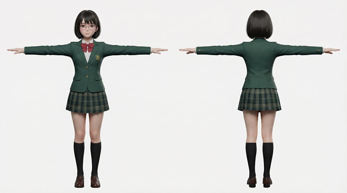 Game Asset - 2D to 3D to VRM to Illustration Workflow — output 1