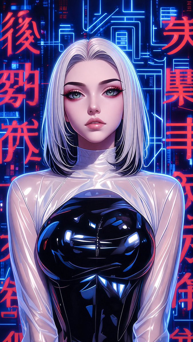 Profile / Avatar - Futuristic Silver Hair Anime Portrait — output 1