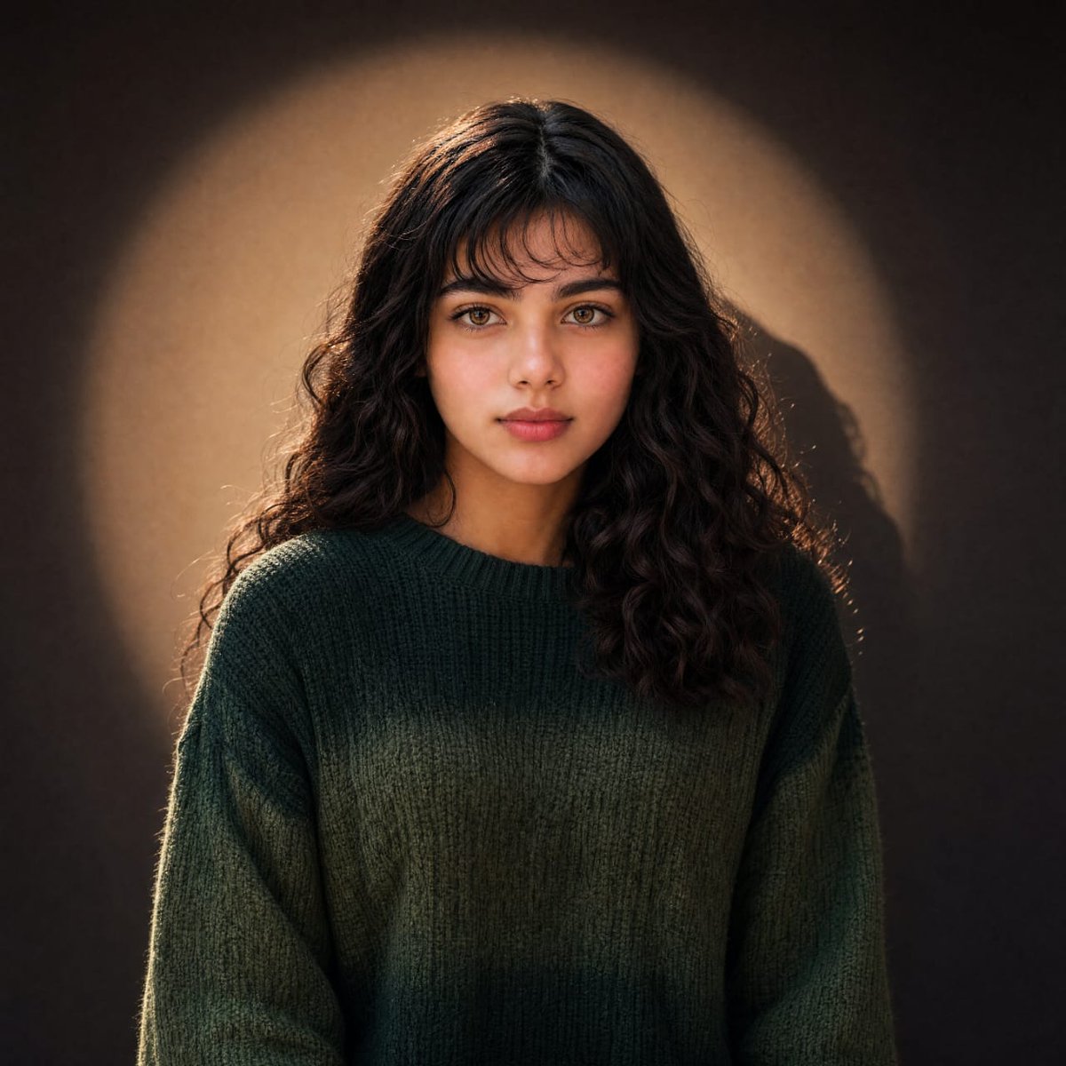 Profile / Avatar - Warm Cinematic Curly-Haired Portrait — output 1