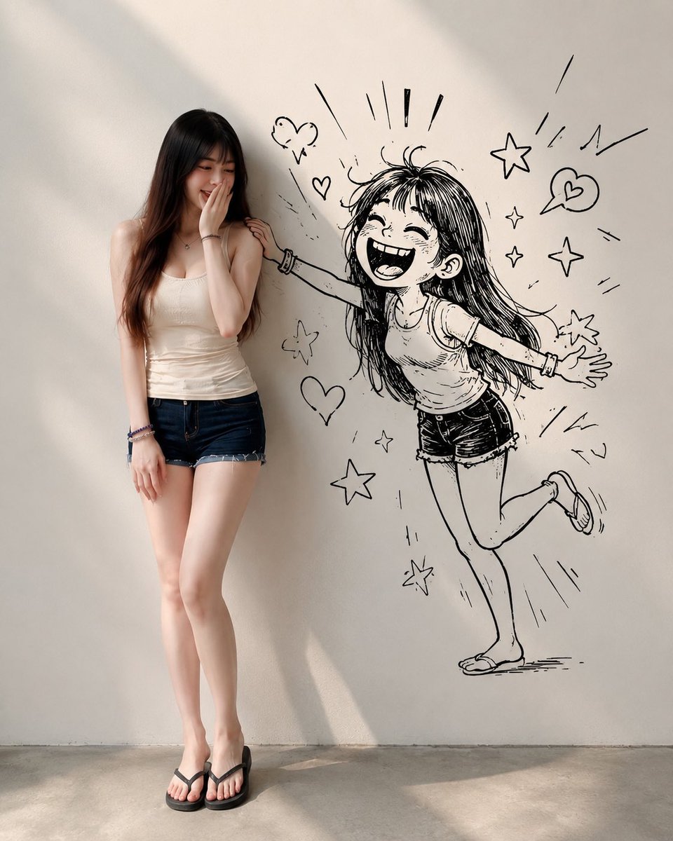 Social Media Post - Real Woman With Doodle Alter Ego — output 1