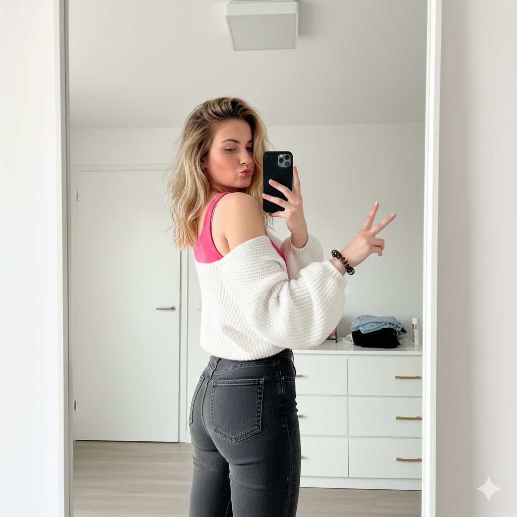 Profile / Avatar - Playful Mirror Selfie with Peace Sign — output 1