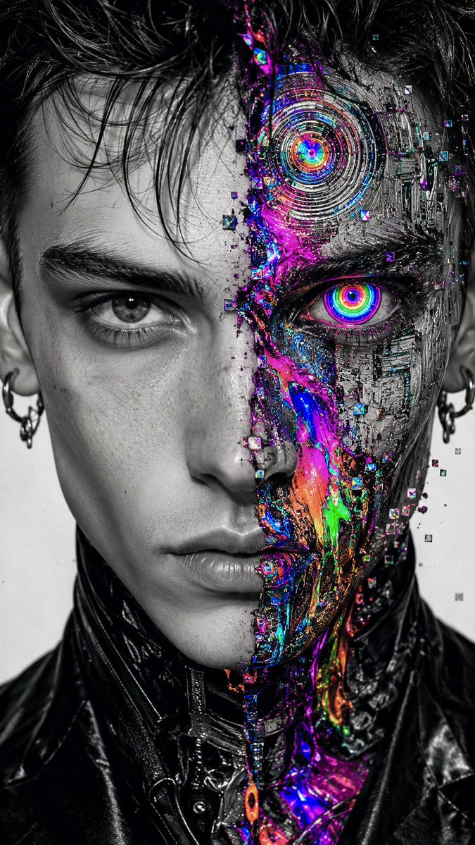 Profile / Avatar - Surreal Glitch Cyber-Organic Portrait — output 1