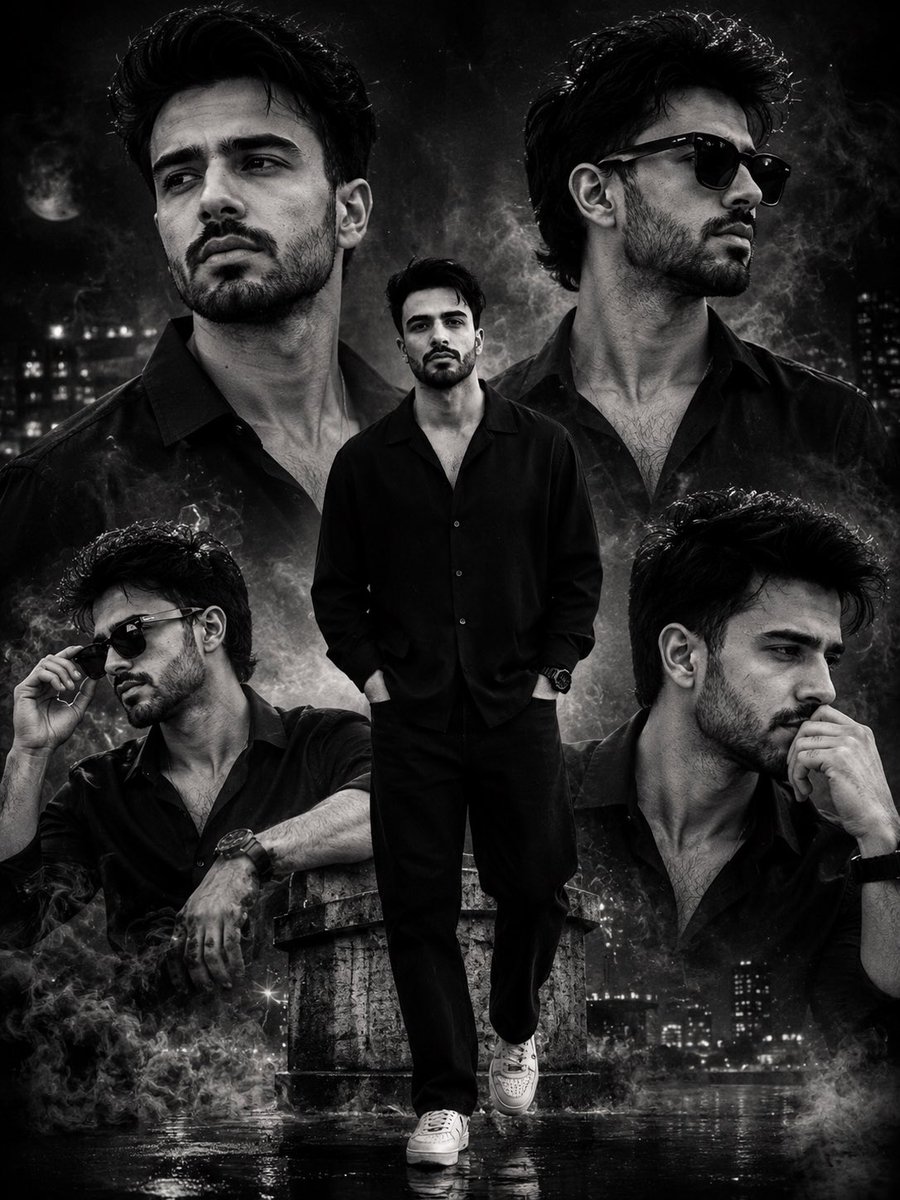 Cinematic Monochrome Portrait Collage — output 1