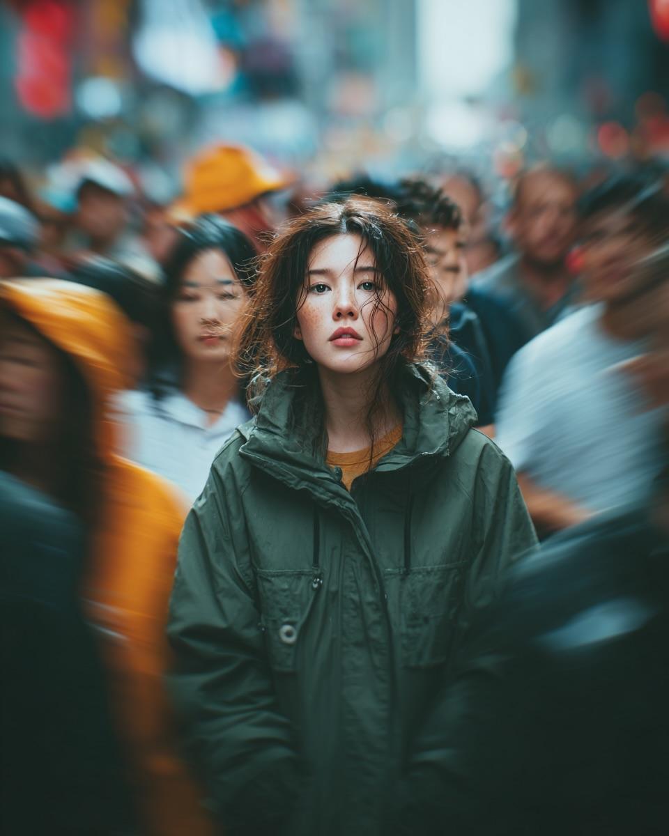 Candid Street Portrait with Motion Blur — output 1