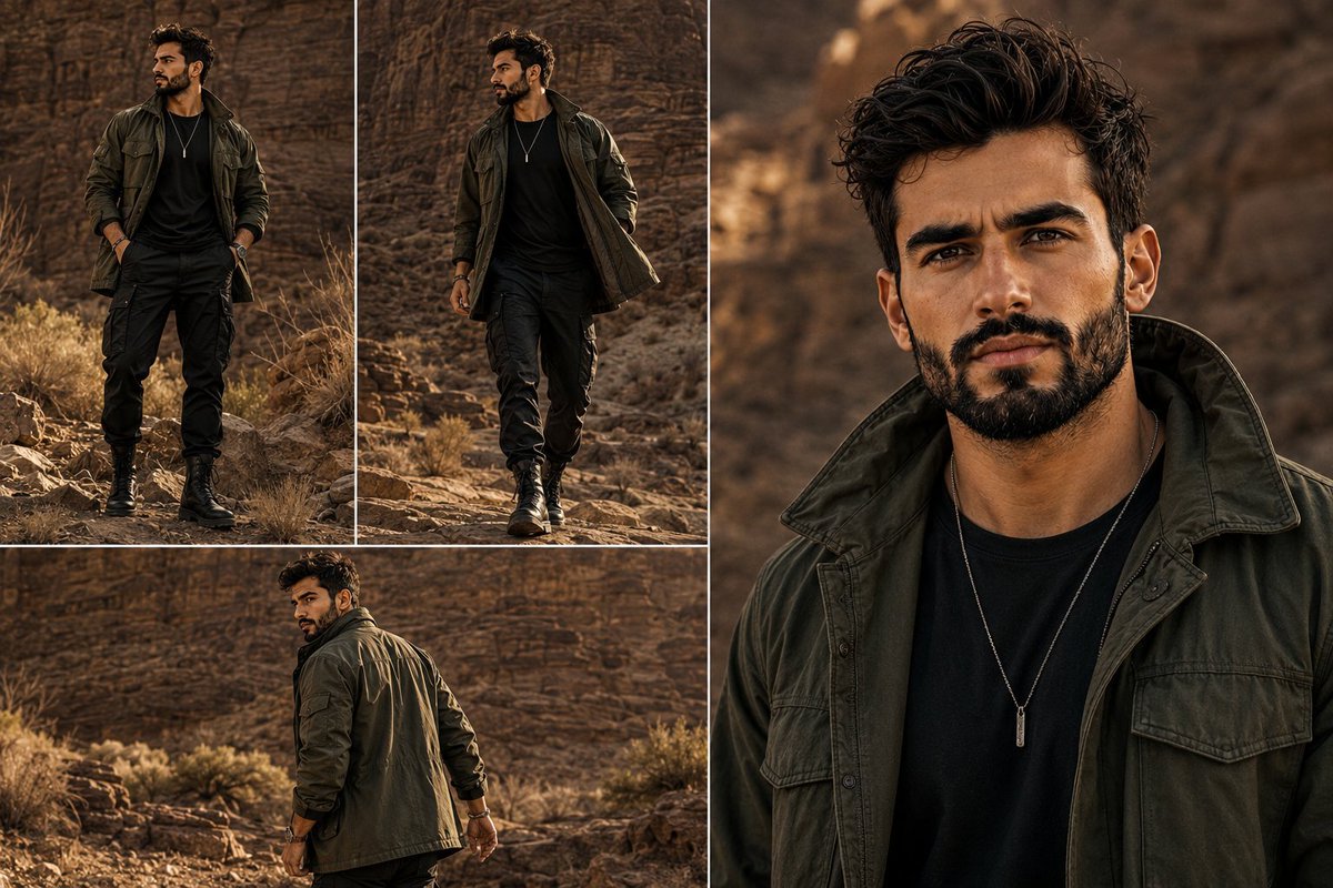 Product Marketing - Rugged Desert Fashion Collage — output 1