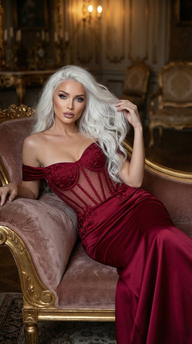 High-End Editorial Fashion in Embellished Gown — output 1