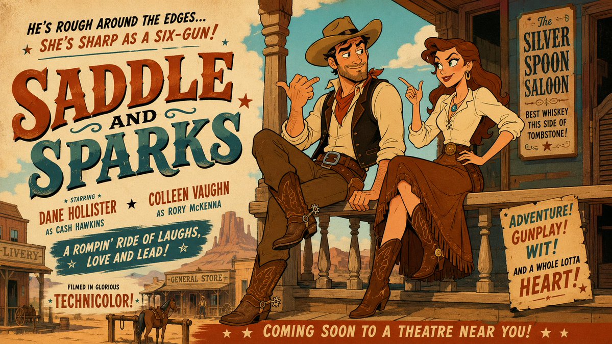 Comic / Storyboard - Mid-Century Western Movie Trailer Cartoon — output 1
