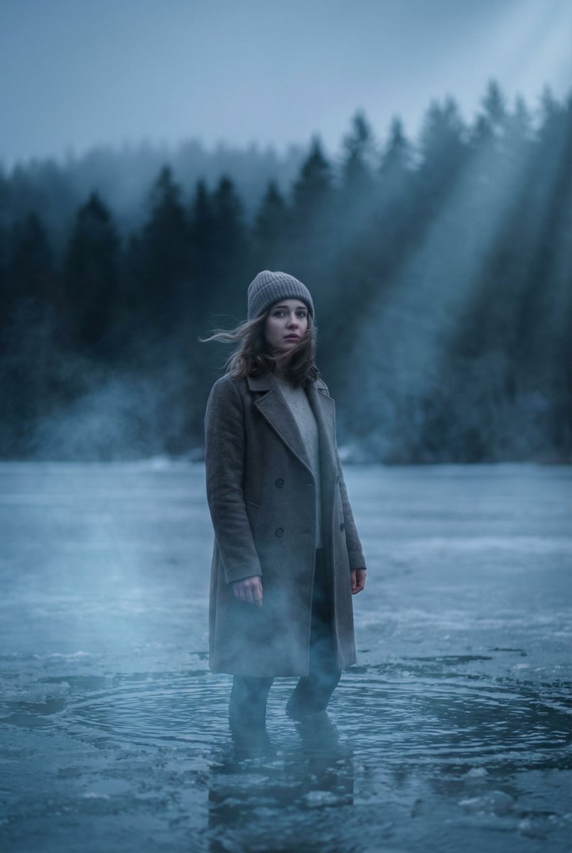 Cinematic Frozen Lake Portrait and Video Prompt — output 1