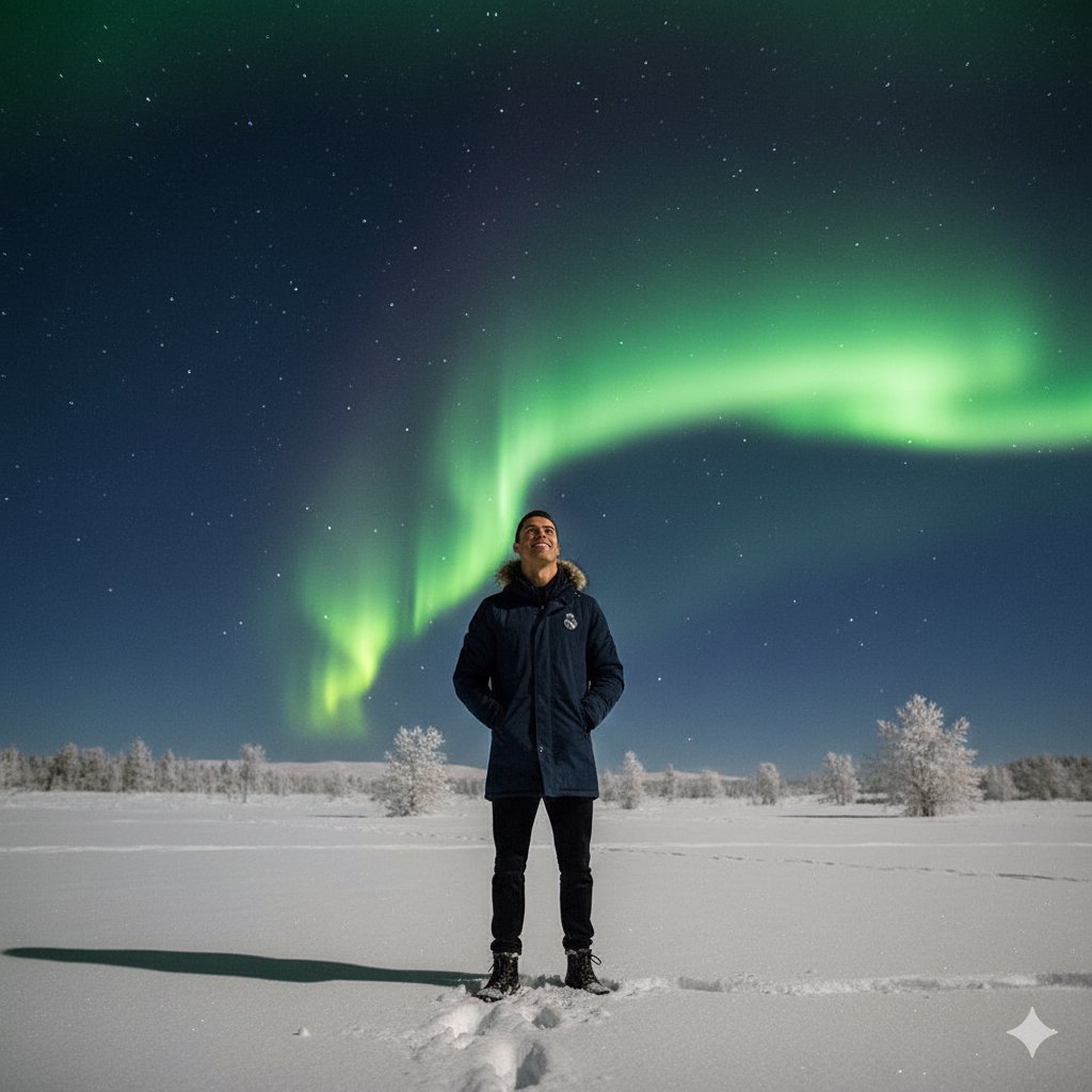 Cristiano Ronaldo Northern Lights Portrait Prompt — output 1