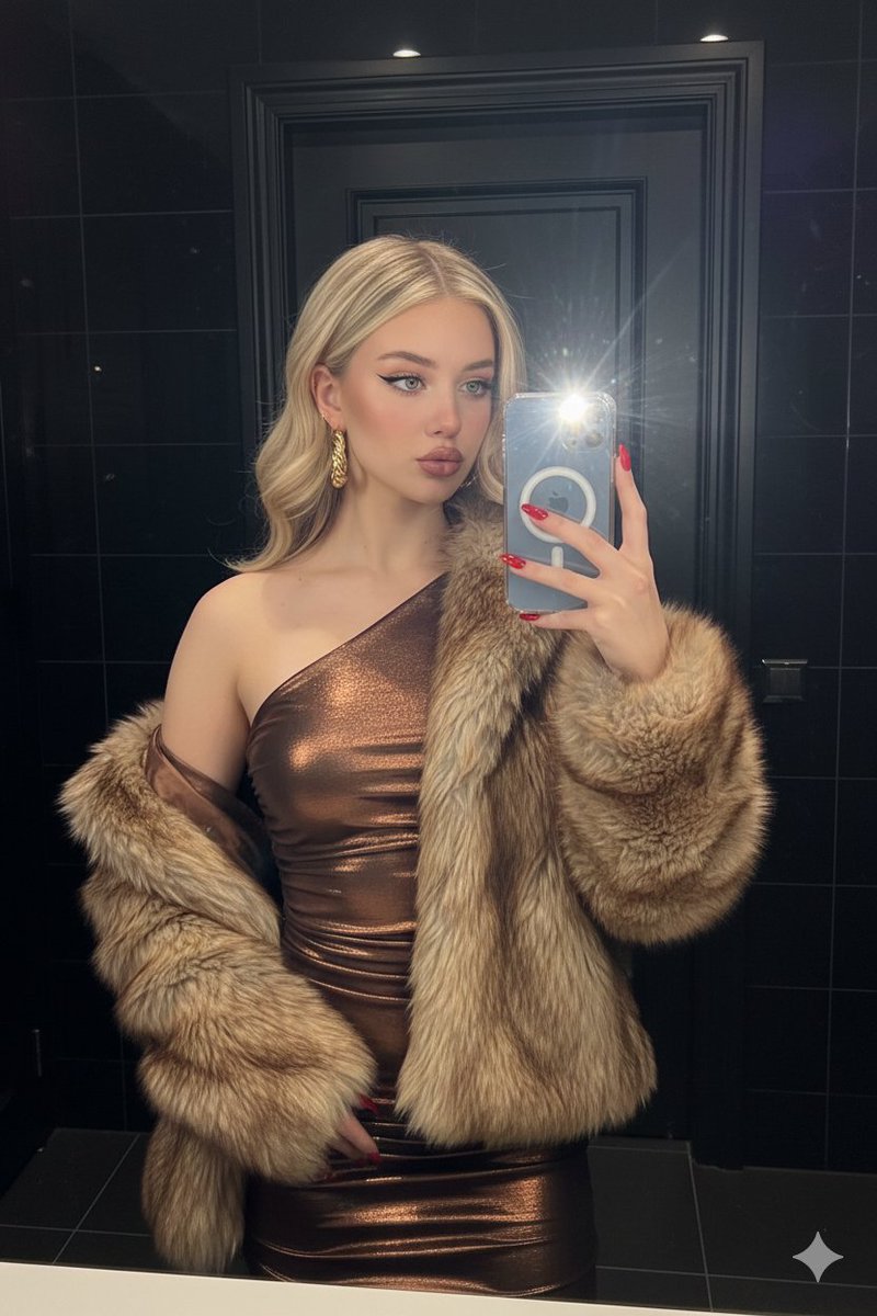 Profile / Avatar - High-Contrast Mirror Selfie with Nightlife Glamour — output 1