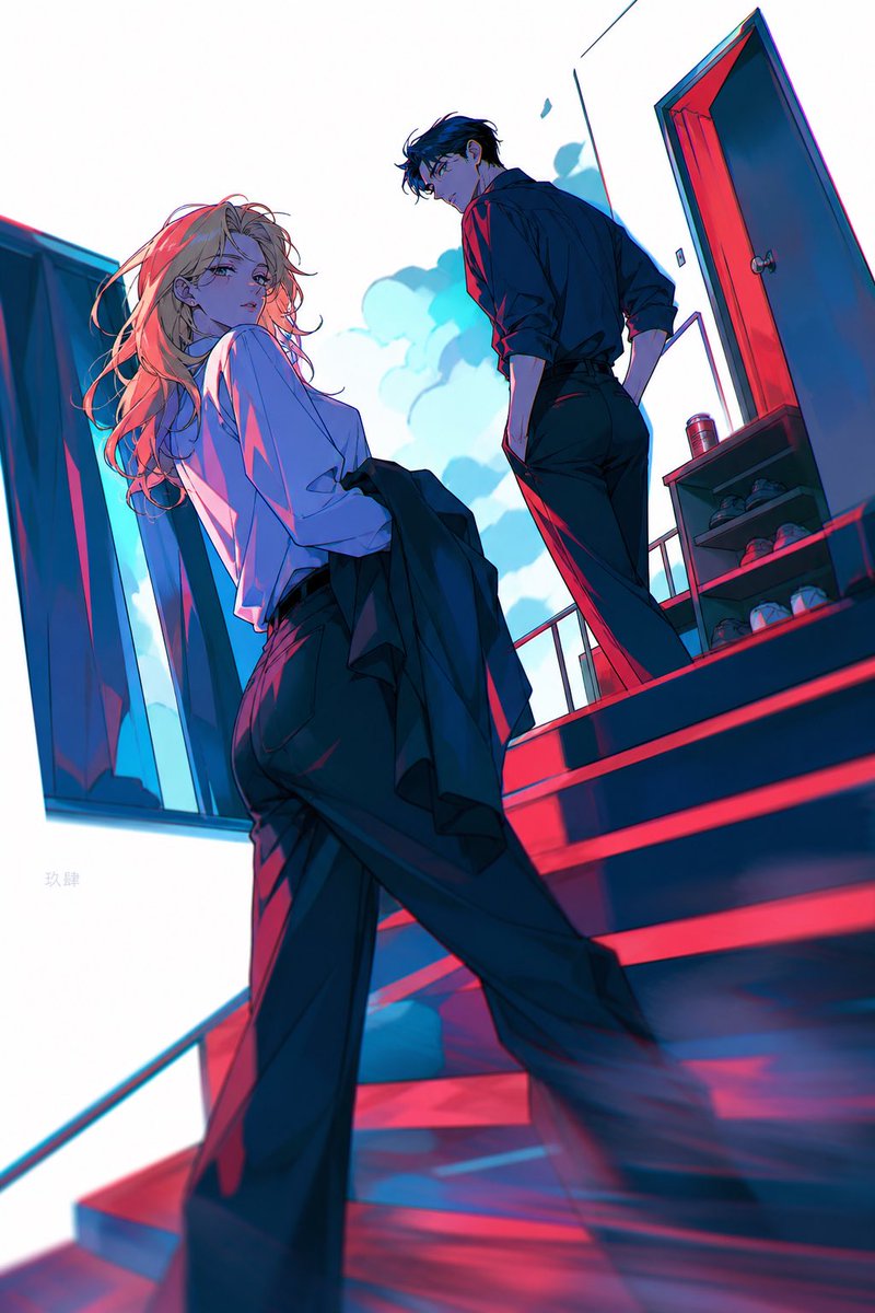 Comic / Storyboard - Neon Anime Stairway Encounter — output 1