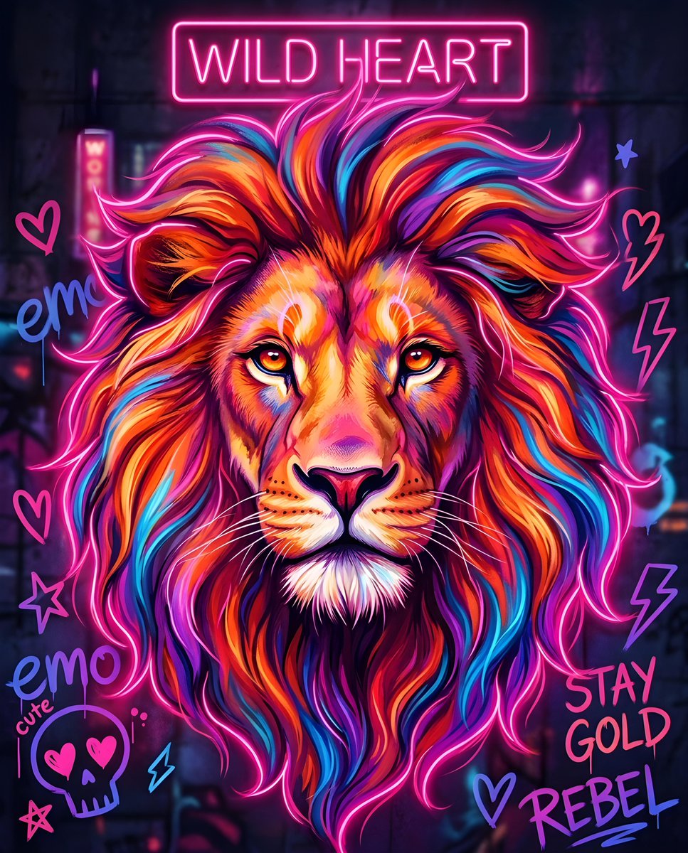 Vibrant Neon Majestic Lion — output 1