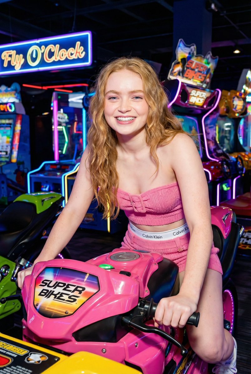 Vibrant Arcade Portrait with Neon Lighting — output 1