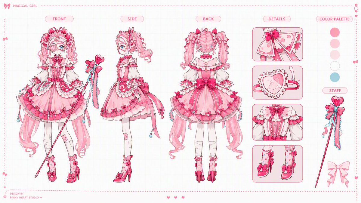 Game Asset - Pink Magical Girl Character Sheet — output 1
