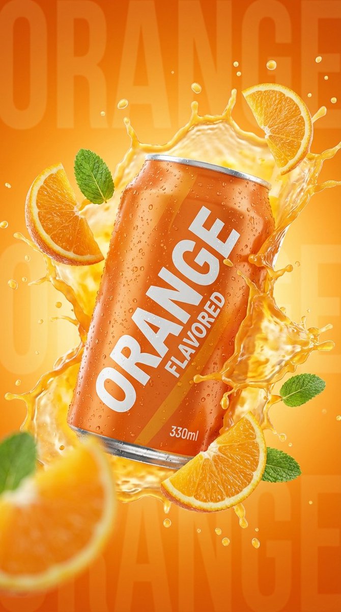 E-commerce Main Image - Commercial Product Photography: Orange Soda Can Splash — output 1