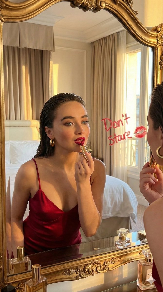 Sultry Red Lipstick Mirror Scene — output 1