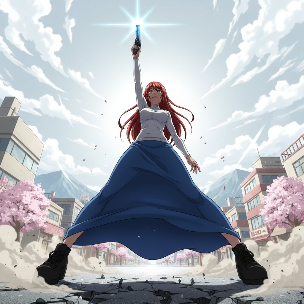 Game Asset - Nano Banana Prompt for Heroic Low-Angle Pose with Beam Weapon — output 1