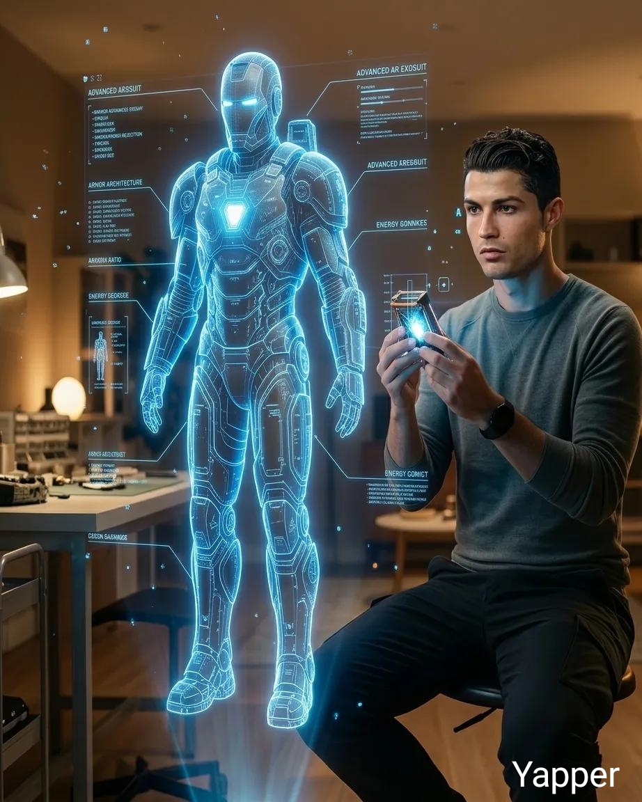 Game Asset - Futuristic Engineer with Holographic Exosuit — output 1