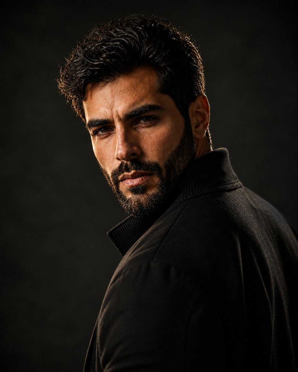 Profile / Avatar - Masculine Cinematic Over-the-Shoulder Portrait — output 1